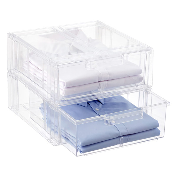 Clear Stackable Shirt & Accessory Drawer for Improved Closet Storage