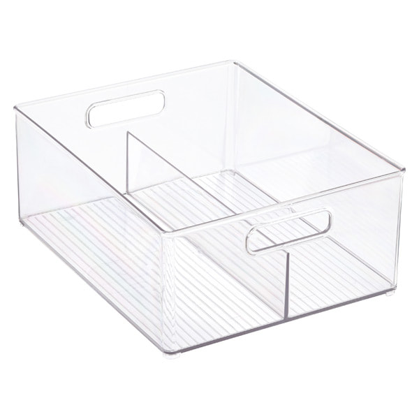 Clear Divided Stackable Bins with Handles