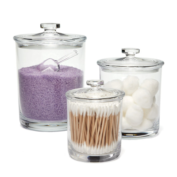 Clear Acrylic Canisters to Store Bathroom Items